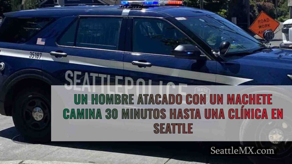 Un hombre atacado con un machete camina