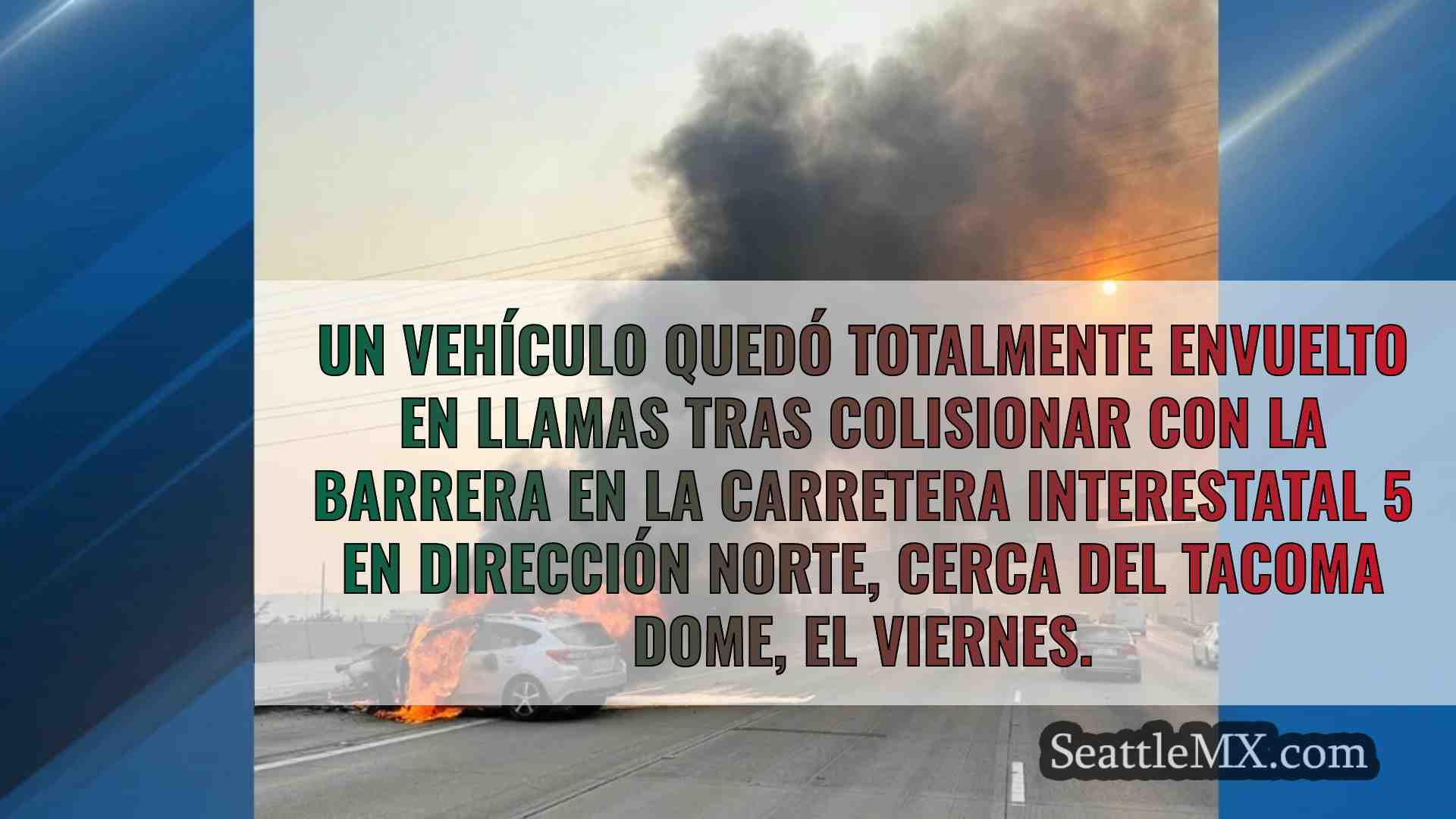Un coche envuelto en llamas tras chocar