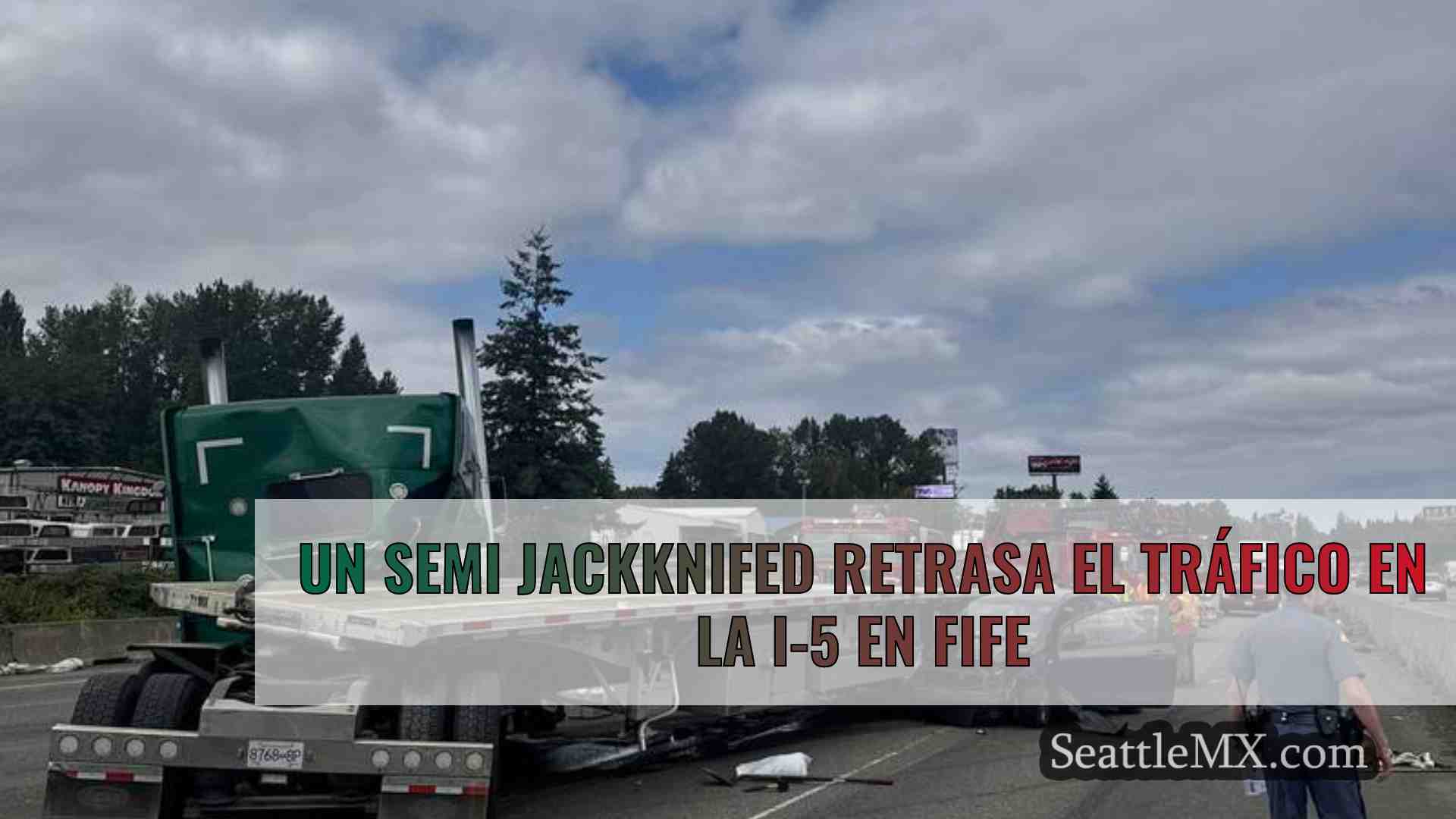 Un semi jackknifed retrasa el tráfico