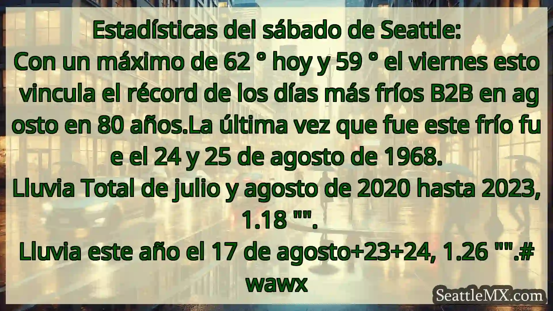 noticias del tiempo en seattle Estadísticas del sábado de Seattle: