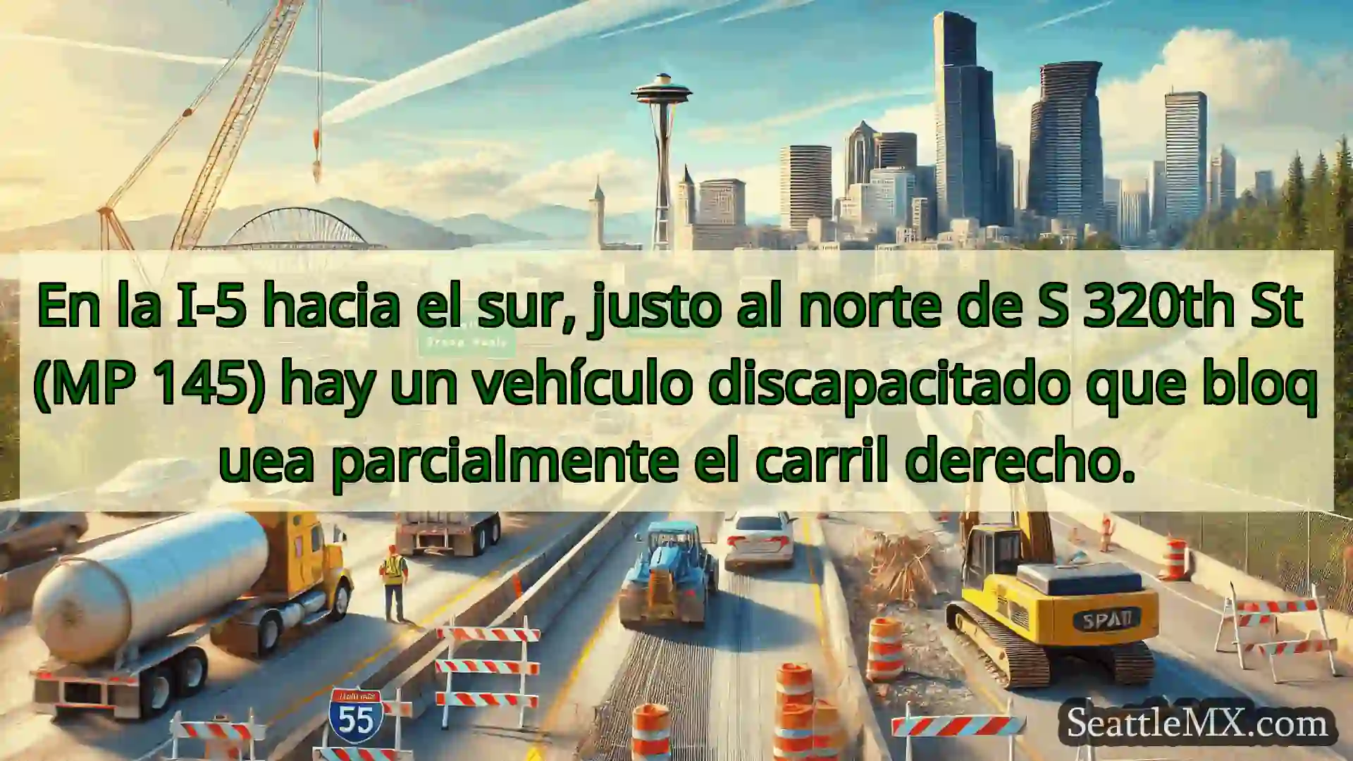 Noticias de transporte de Seattle En la I-5 hacia el sur, justo al