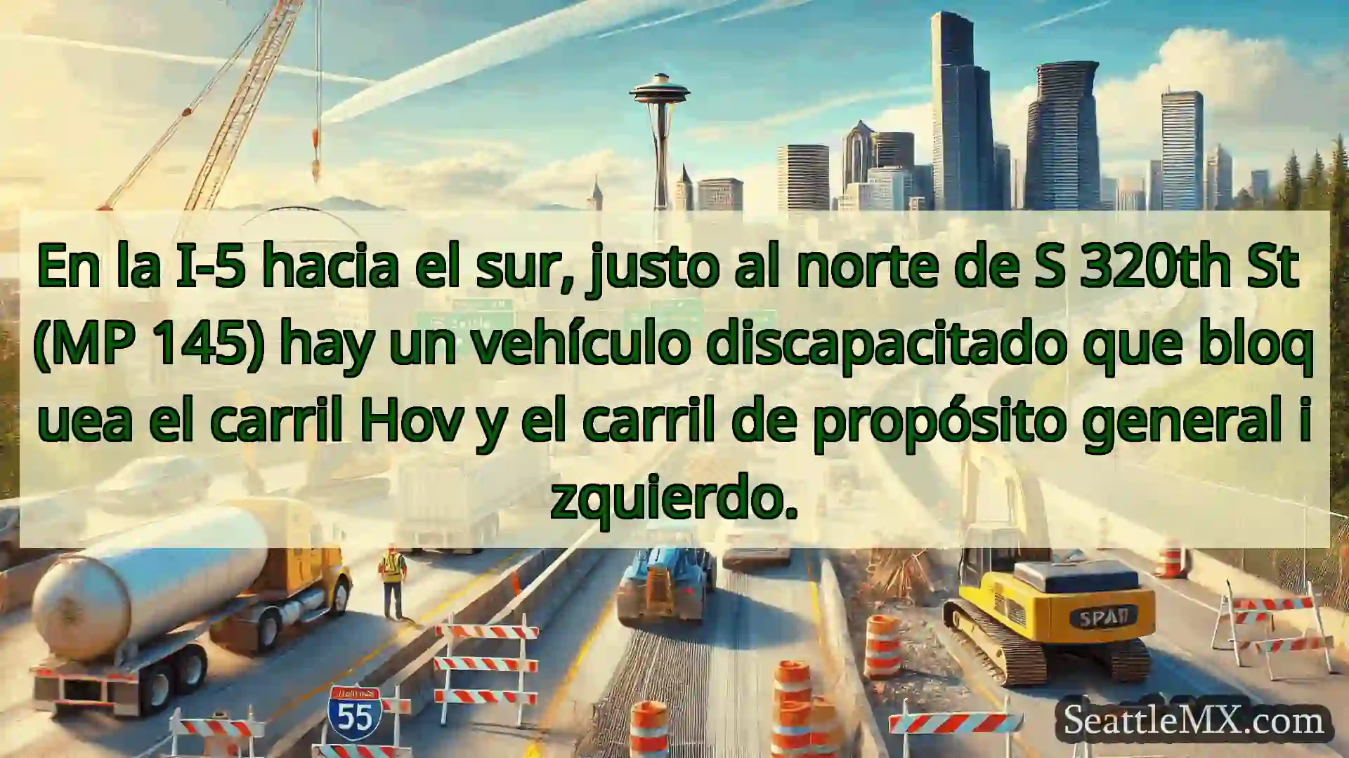 Noticias de transporte de Seattle En la I-5 hacia el sur, justo al