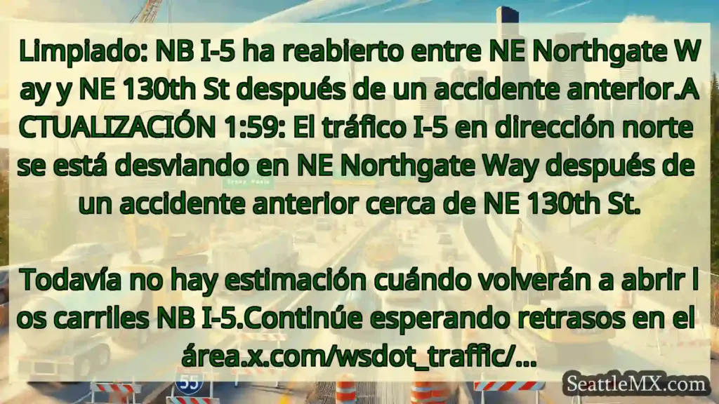 Noticias de transporte de Seattle Limpiado: NB I-5 ha reabierto