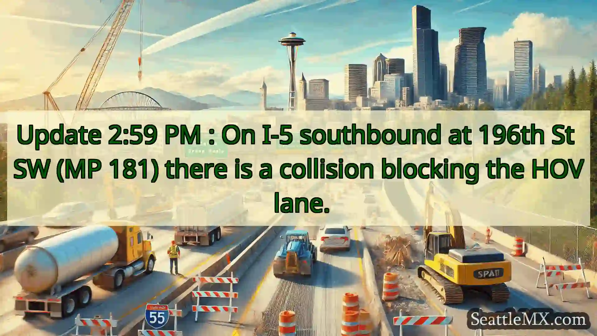 Update 2:59 PM : On I-5 southbound at 196th St SW