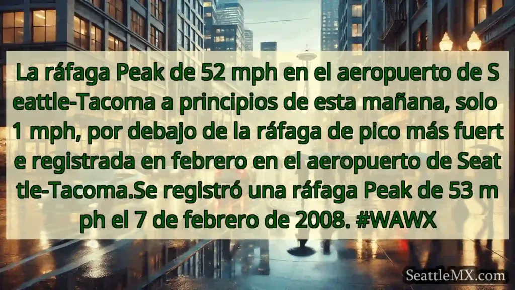 La ráfaga Peak de 52 mph en el aeropuerto de