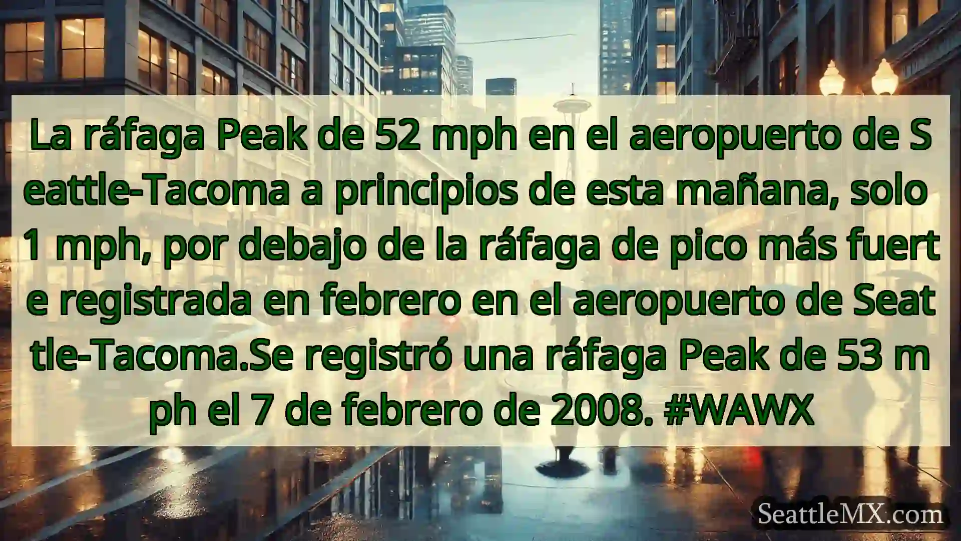 La ráfaga Peak de 52 mph en el aeropuerto de