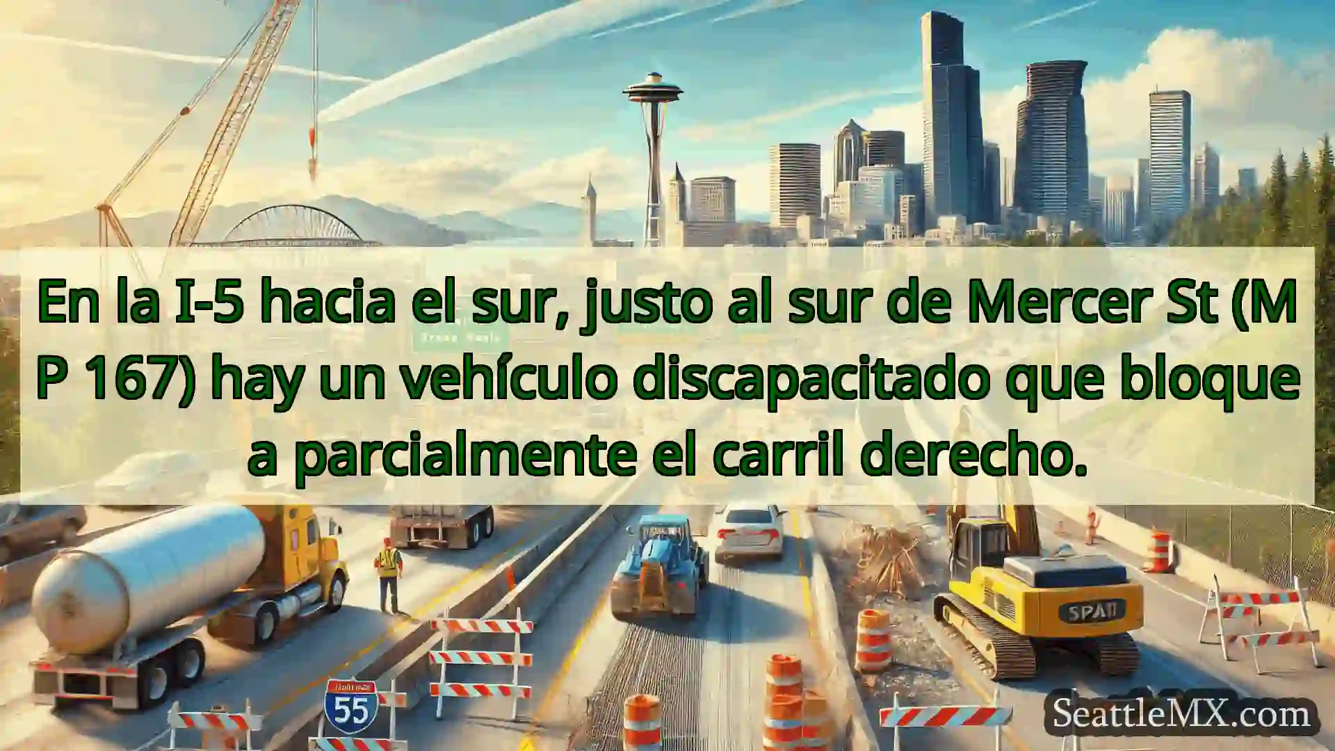 En la I-5 hacia el sur, justo al sur de Mercer St