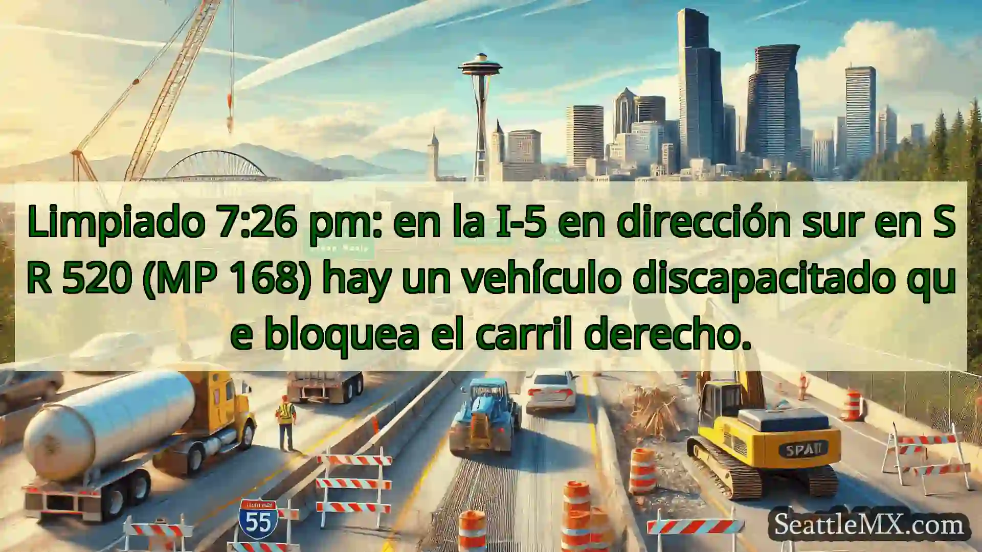Limpiado 7:26 pm: en la I-5 en dirección sur en