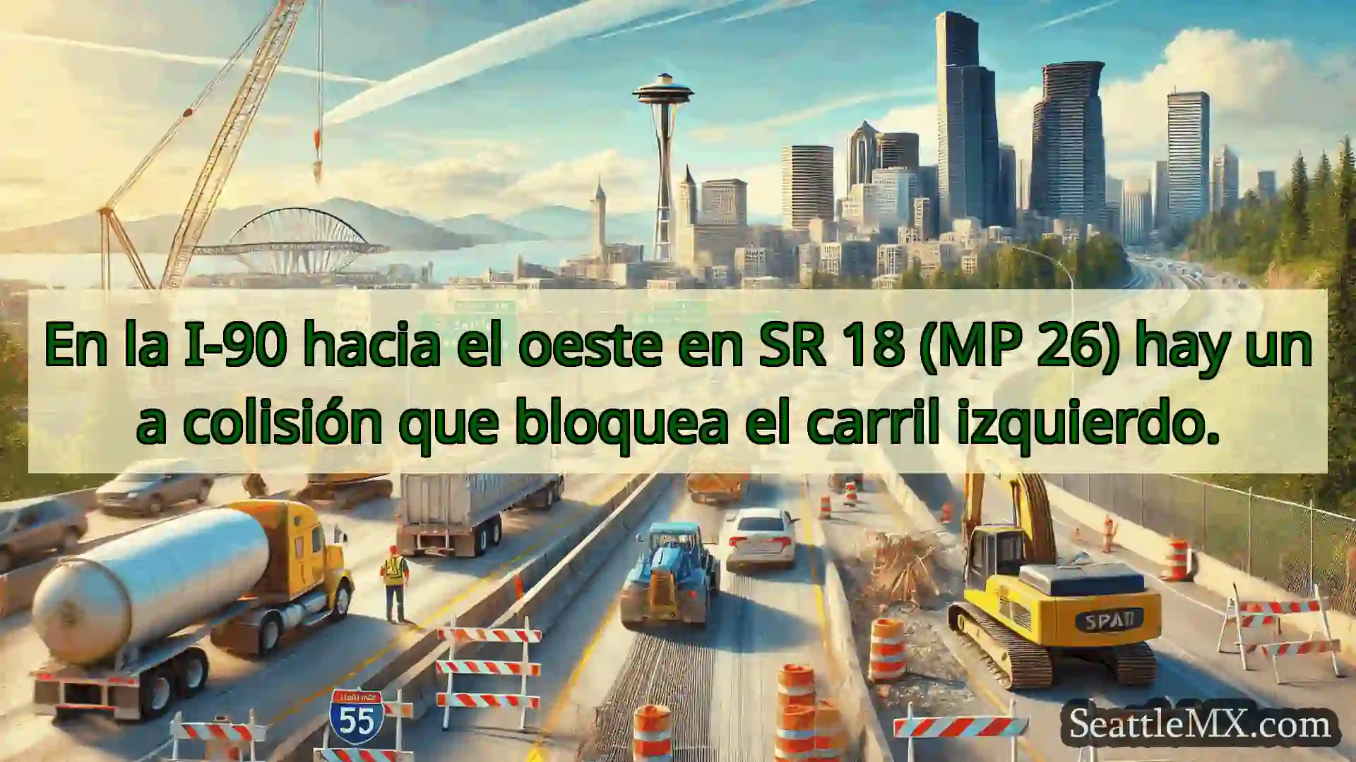 En la I-90 hacia el oeste en SR 18 (MP 26) hay