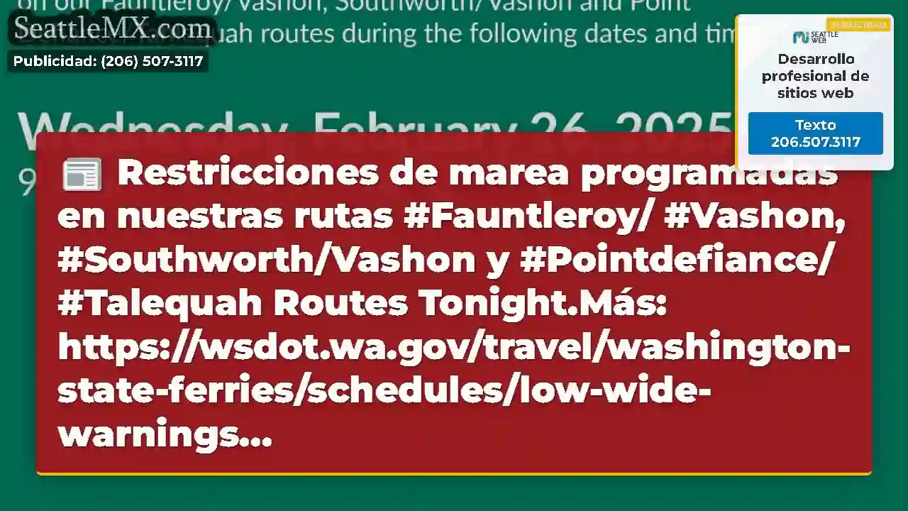 Restricciones de marea programadas en nuestras