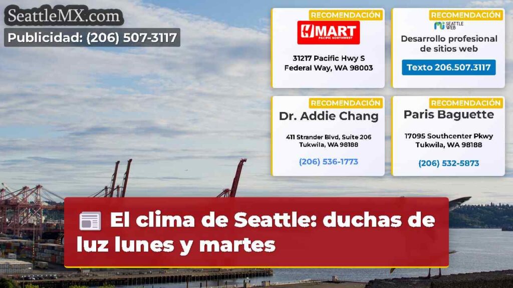 El clima de Seattle: duchas de luz lunes y martes