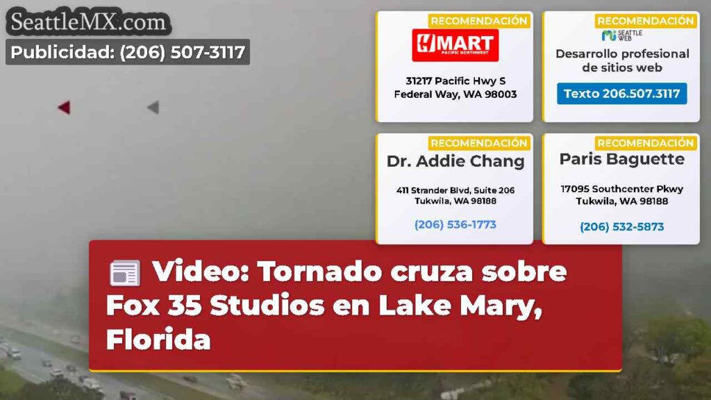 Video: Tornado cruza sobre Fox 35 Studios en Lake