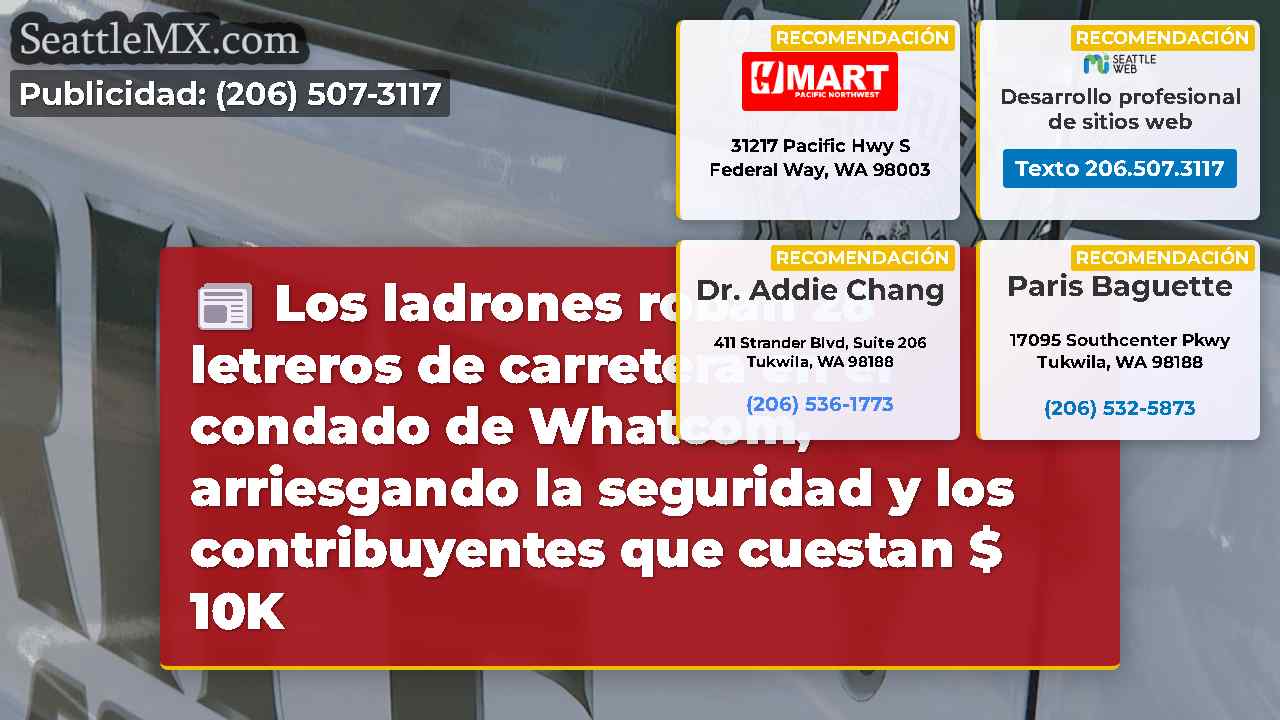 Los ladrones roban 28 letreros de carretera en el