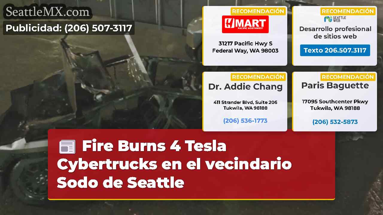 Fire Burns 4 Tesla Cybertrucks en el vecindario