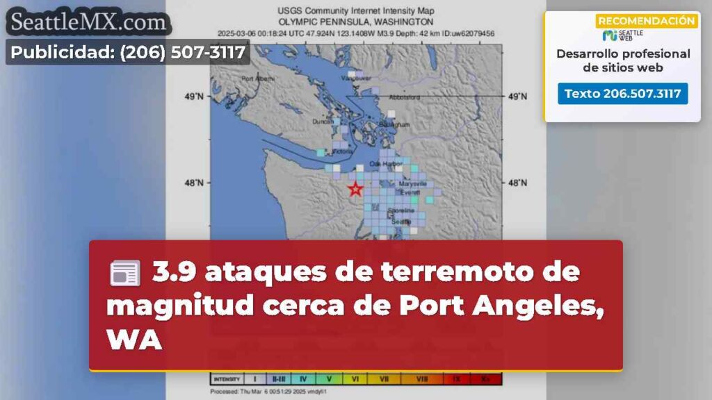 3.9 ataques de terremoto de magnitud cerca de