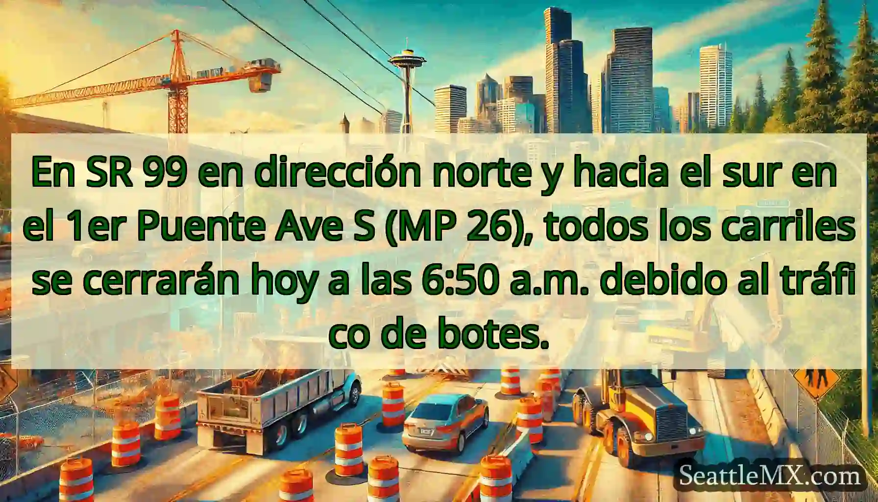 En SR 99 en dirección norte y hacia el sur en el
