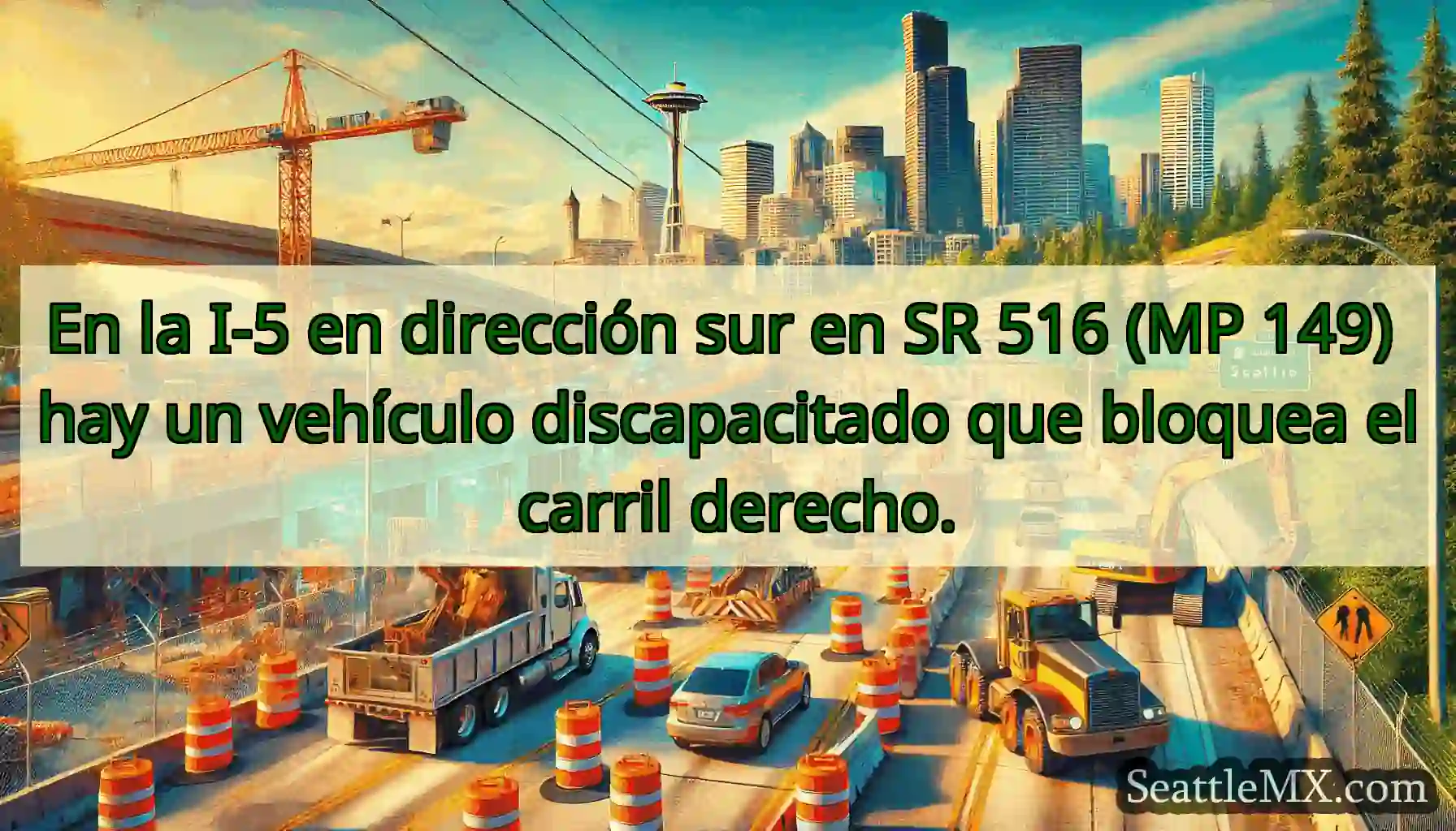 En la I-5 en dirección sur en SR 516 (MP 149) hay