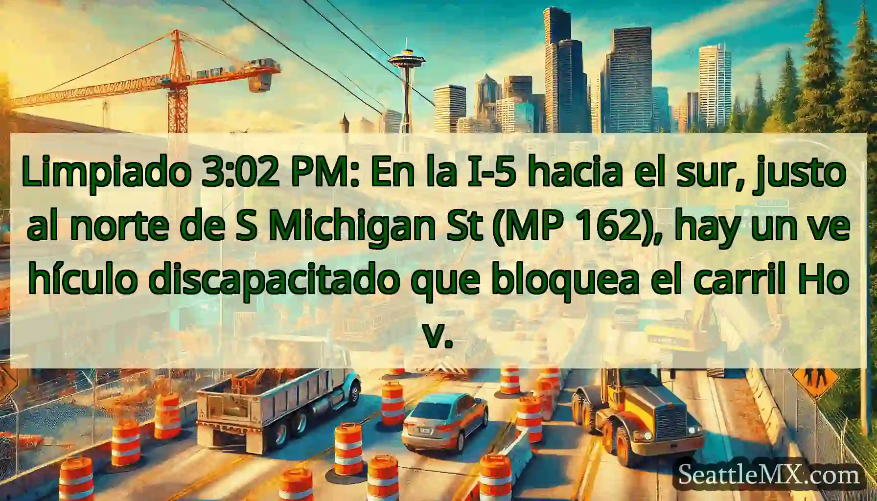 Limpiado 3:02 PM: En la I-5 hacia el sur, justo