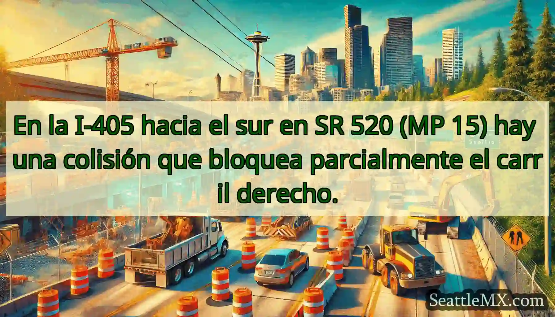 En la I-405 hacia el sur en SR 520 (MP 15) hay
