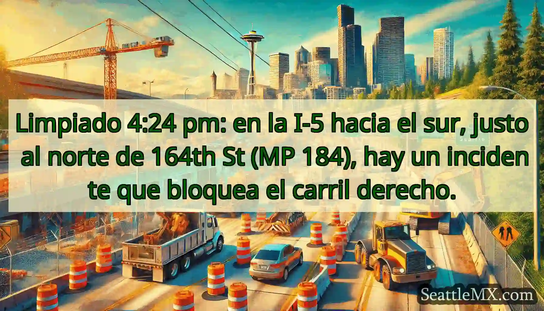 Limpiado 4:24 pm: en la I-5 hacia el sur, justo
