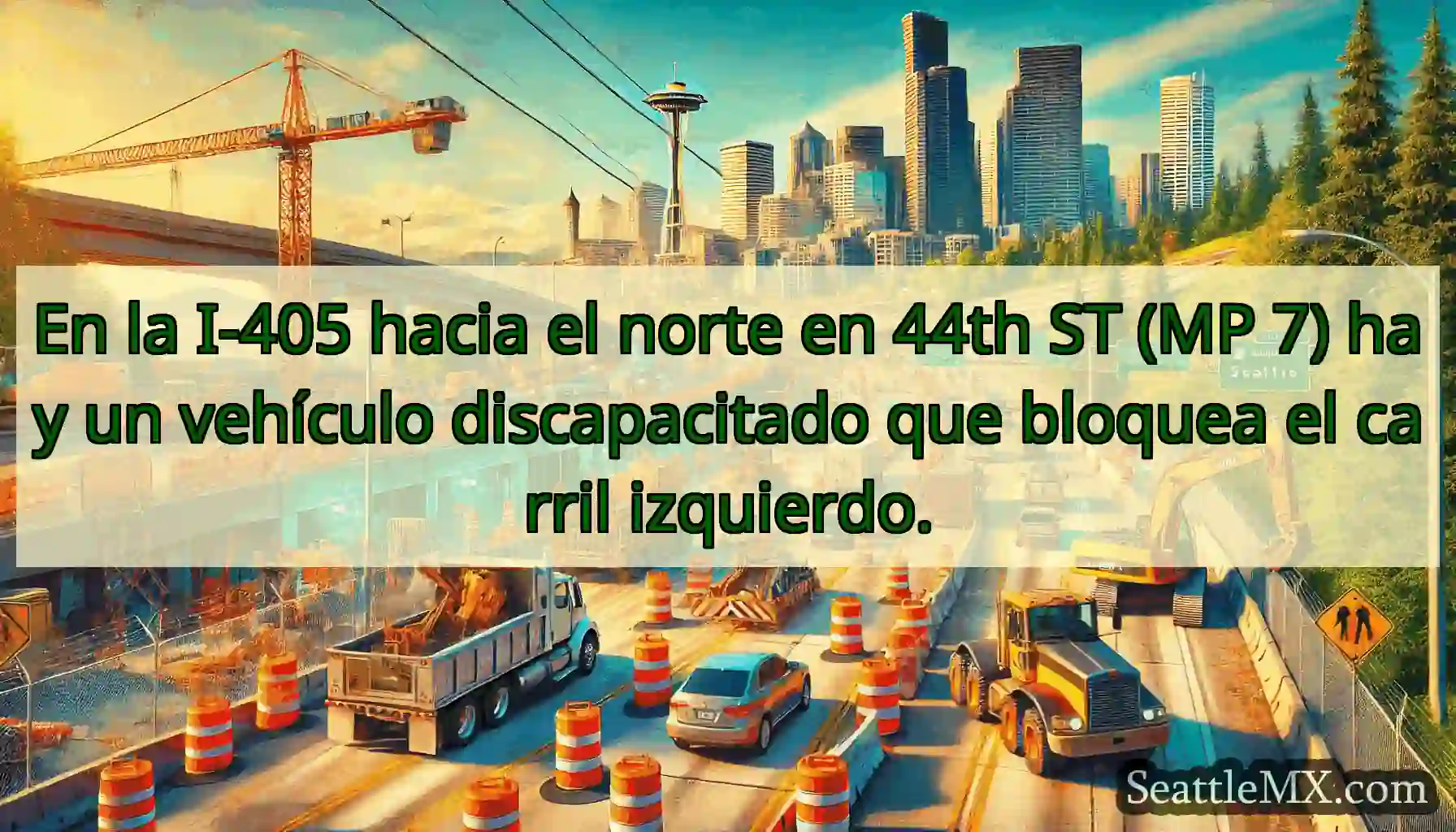 En la I-405 hacia el norte en 44th ST (MP 7) hay