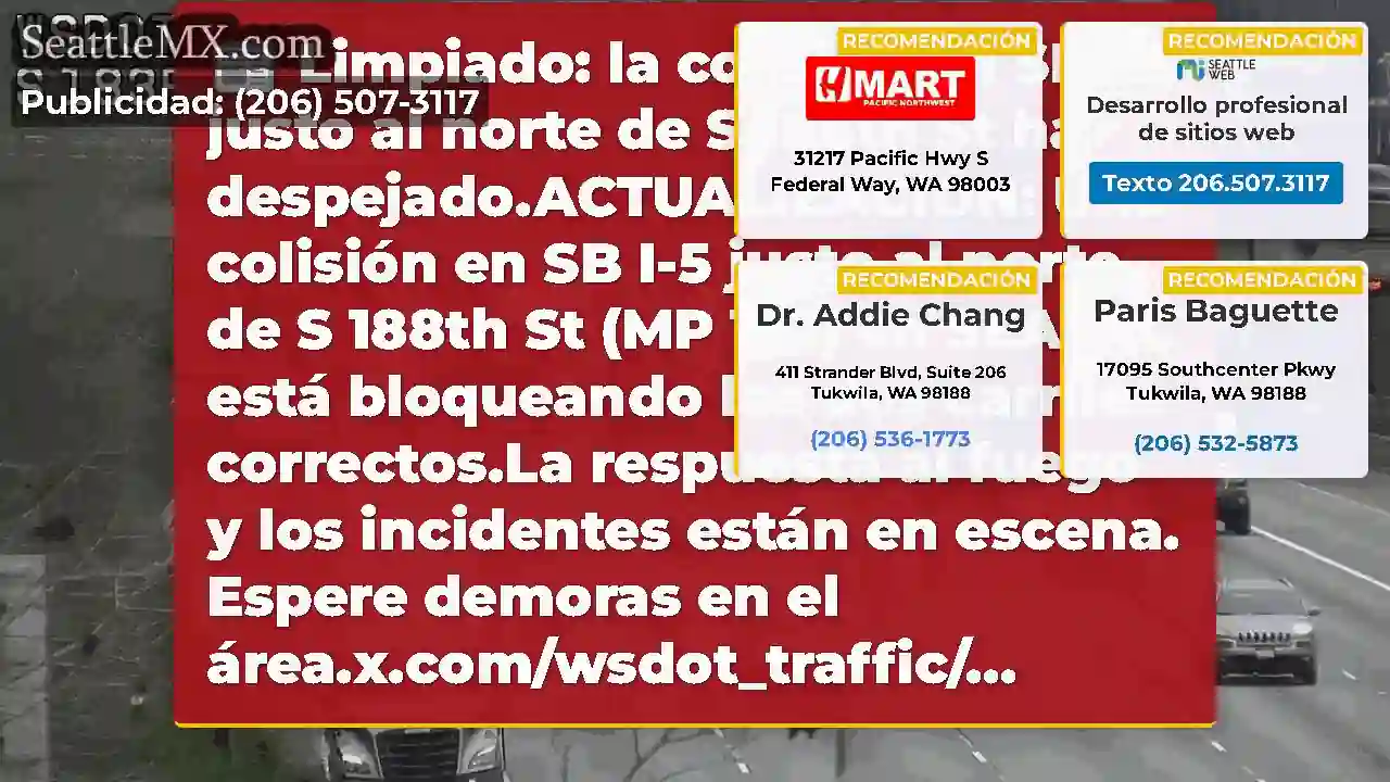 Limpiado: la colisión en SB I-5 justo al norte de