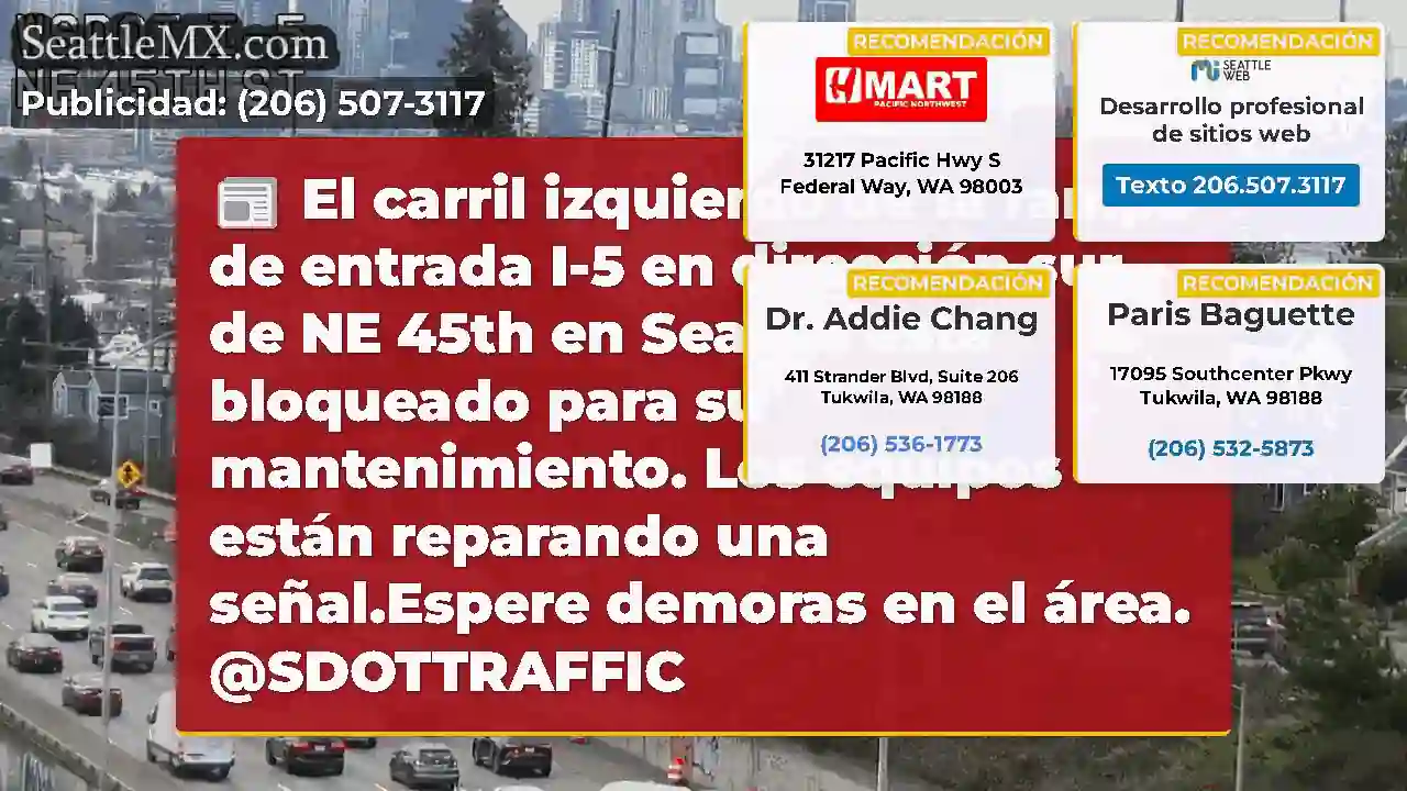 El carril izquierdo de la rampa de entrada I-5 en