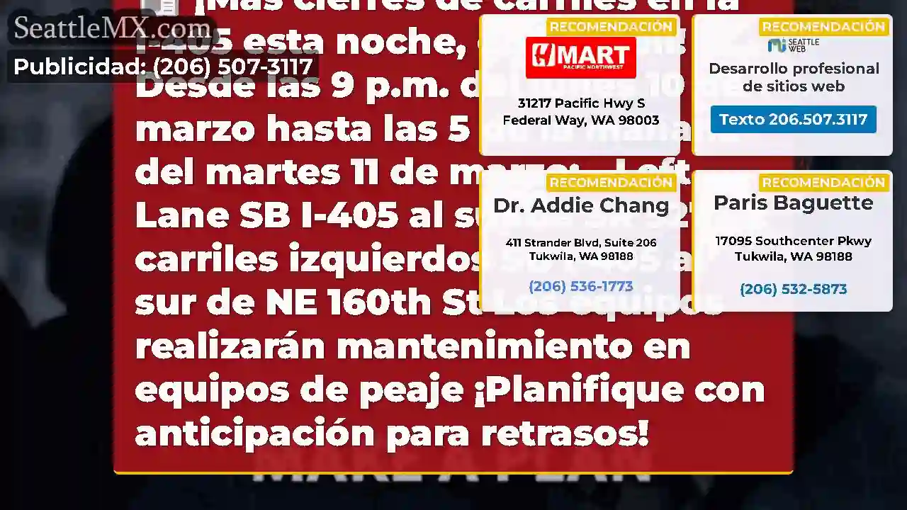 ¡Más cierres de carriles en la I-405 esta noche,