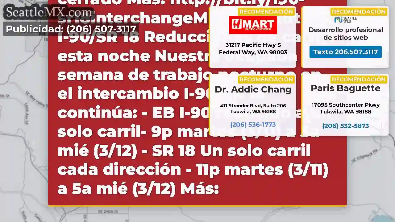 Eb I-90 Ramp, Cierres de carril esta noche