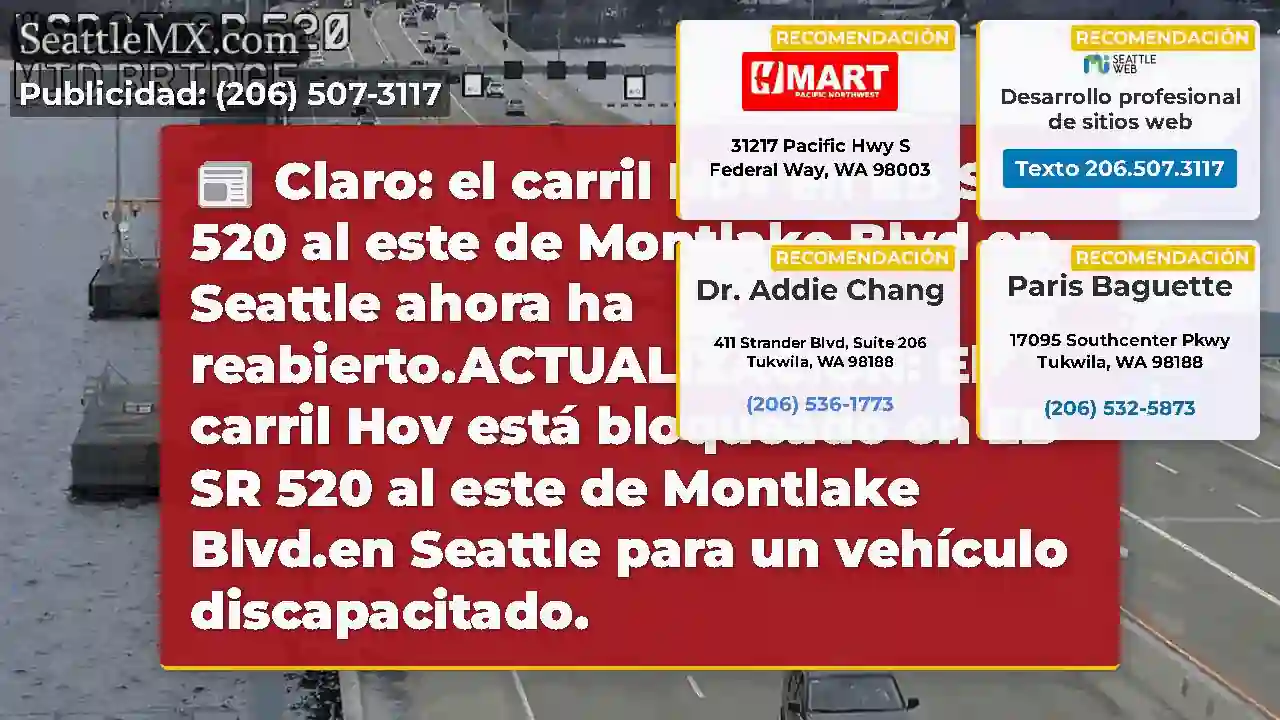 Claro: el carril Hov en EB SR 520 al este de