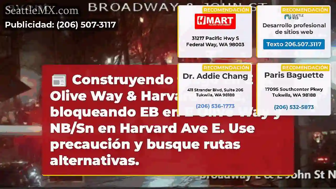 Construyendo fuego en E Olive Way & Harvard Ave