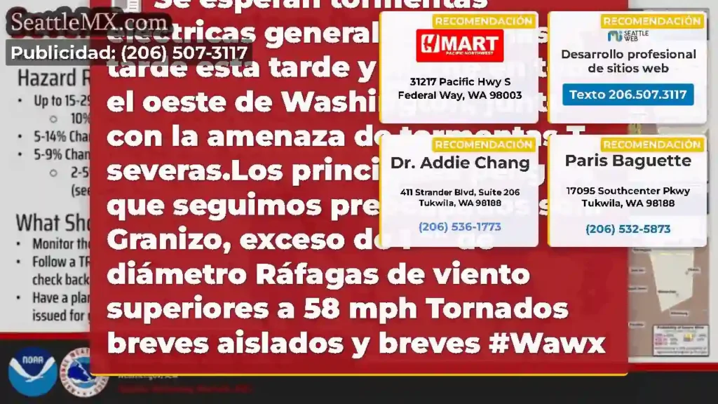 Se esperan tormentas eléctricas generalizadas más