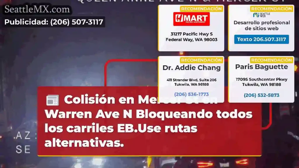 Colisión en Mercer St en Warren Ave N Bloqueando