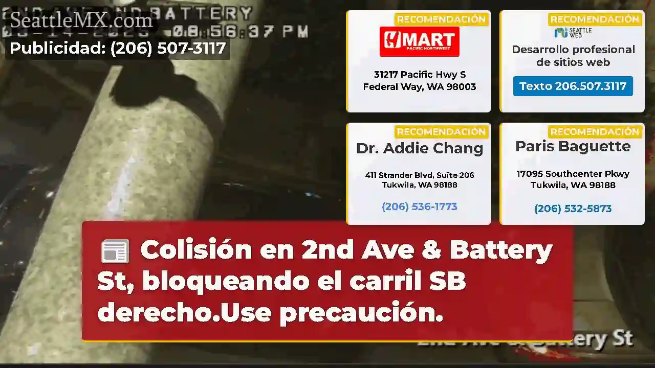 Colisión en 2nd Ave & Battery St, bloqueando el