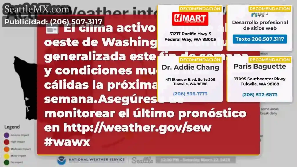 El clima activo se dirige al oeste de Washington,