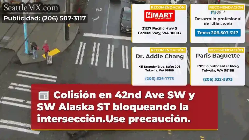 Colisión en 42nd Ave SW y SW Alaska ST bloqueando