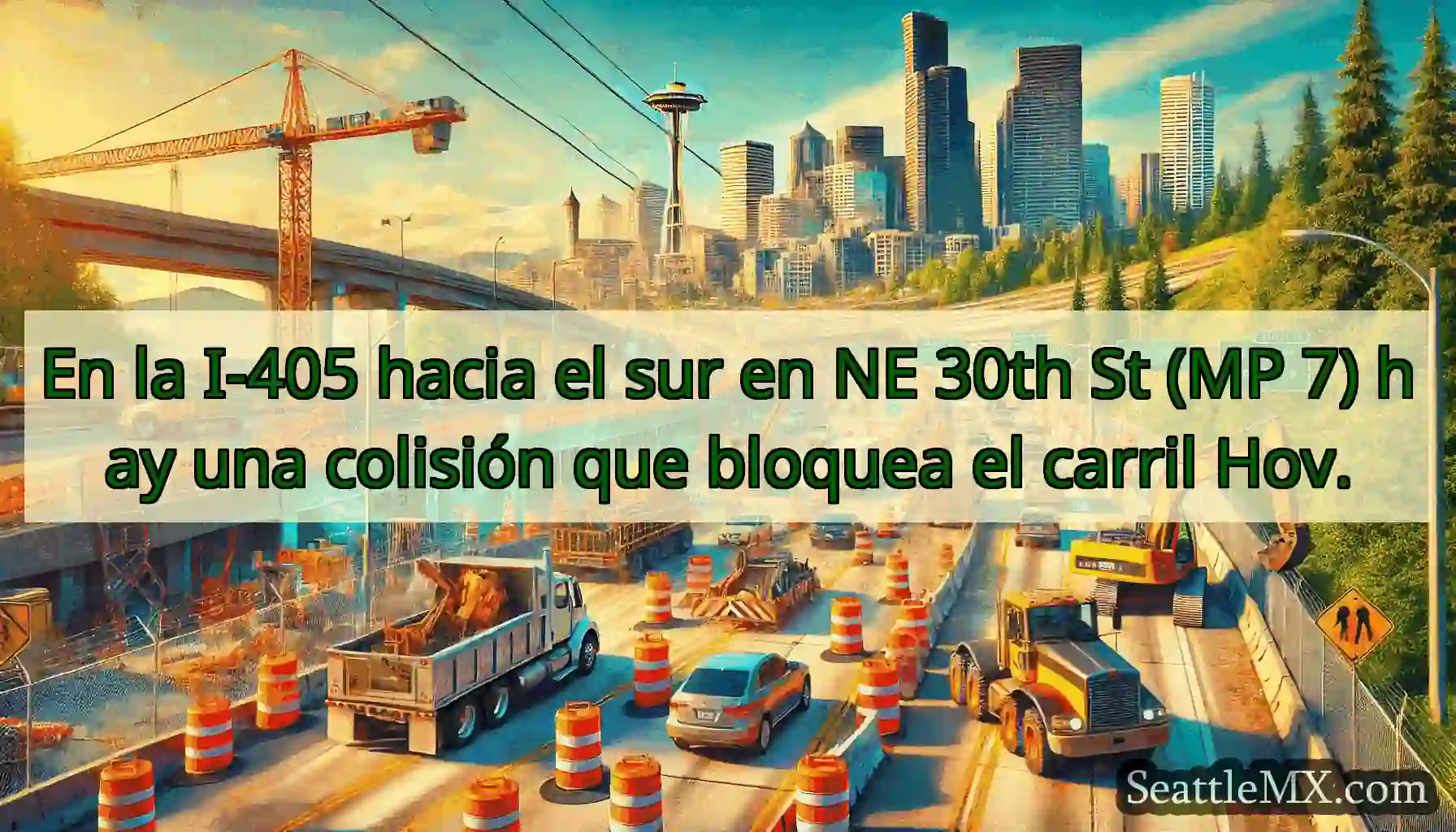 En la I-405 hacia el sur en NE 30th St (MP 7) hay