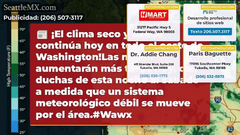 ¡El clima seco y cálido continúa hoy en todo el