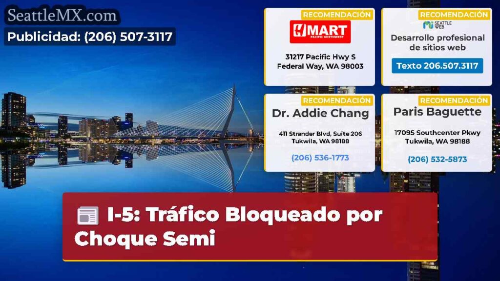 I-5: Tráfico Bloqueado por Choque Semi