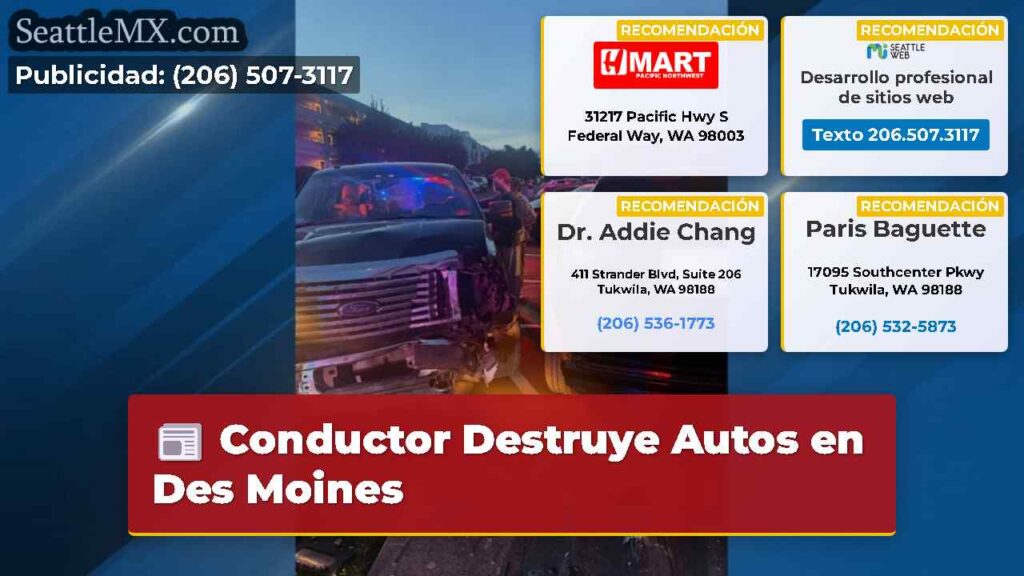 Conductor Destruye Autos en Des Moines