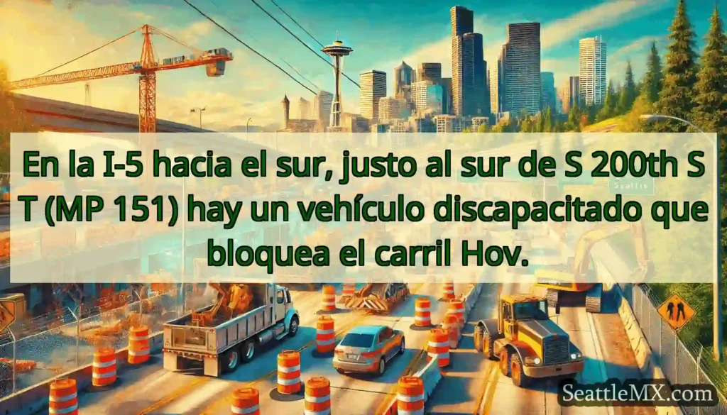 En la I-5 hacia el sur, justo al sur de S 200th