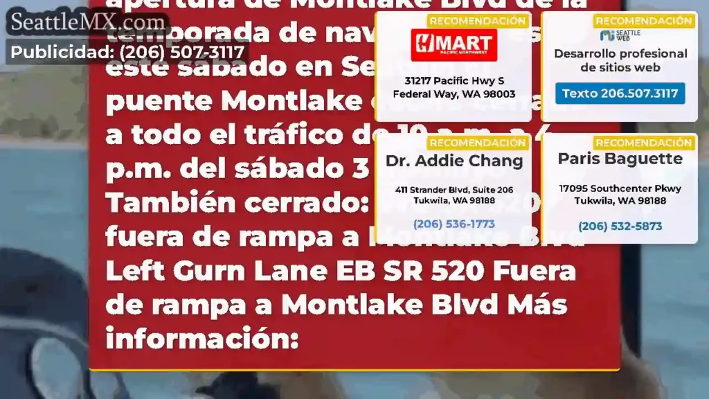 ¡Recordatorio para los cierres de Montlake Bridge