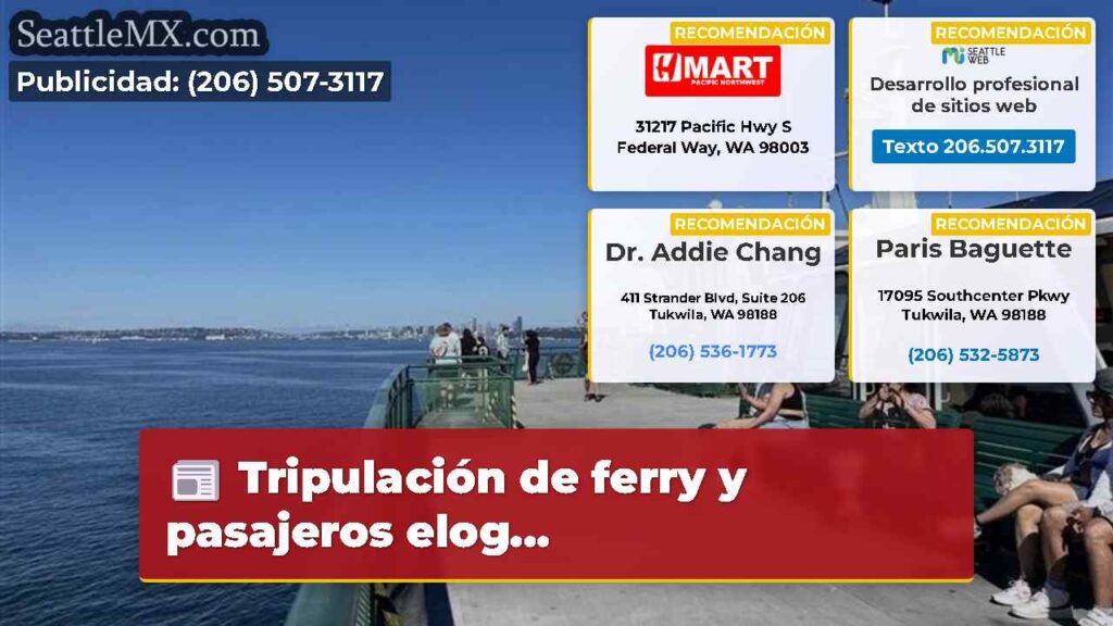 Tripulación de ferry y pasajeros elog...