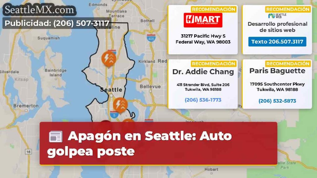 Apagón en Seattle: Auto golpea poste