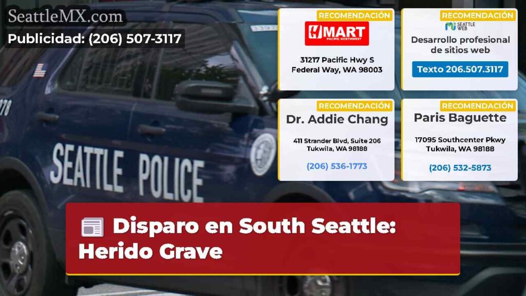 Disparo en South Seattle: Herido Grave