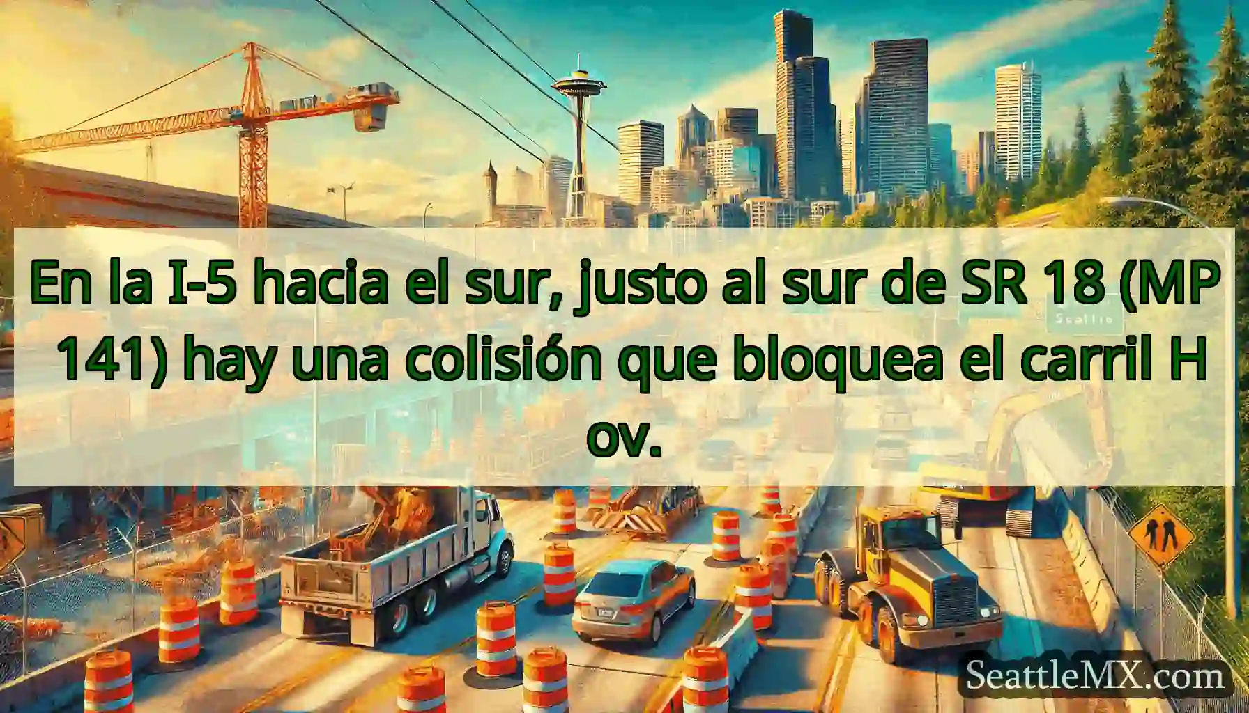 En la I-5 hacia el sur, justo al sur de SR 18 (MP