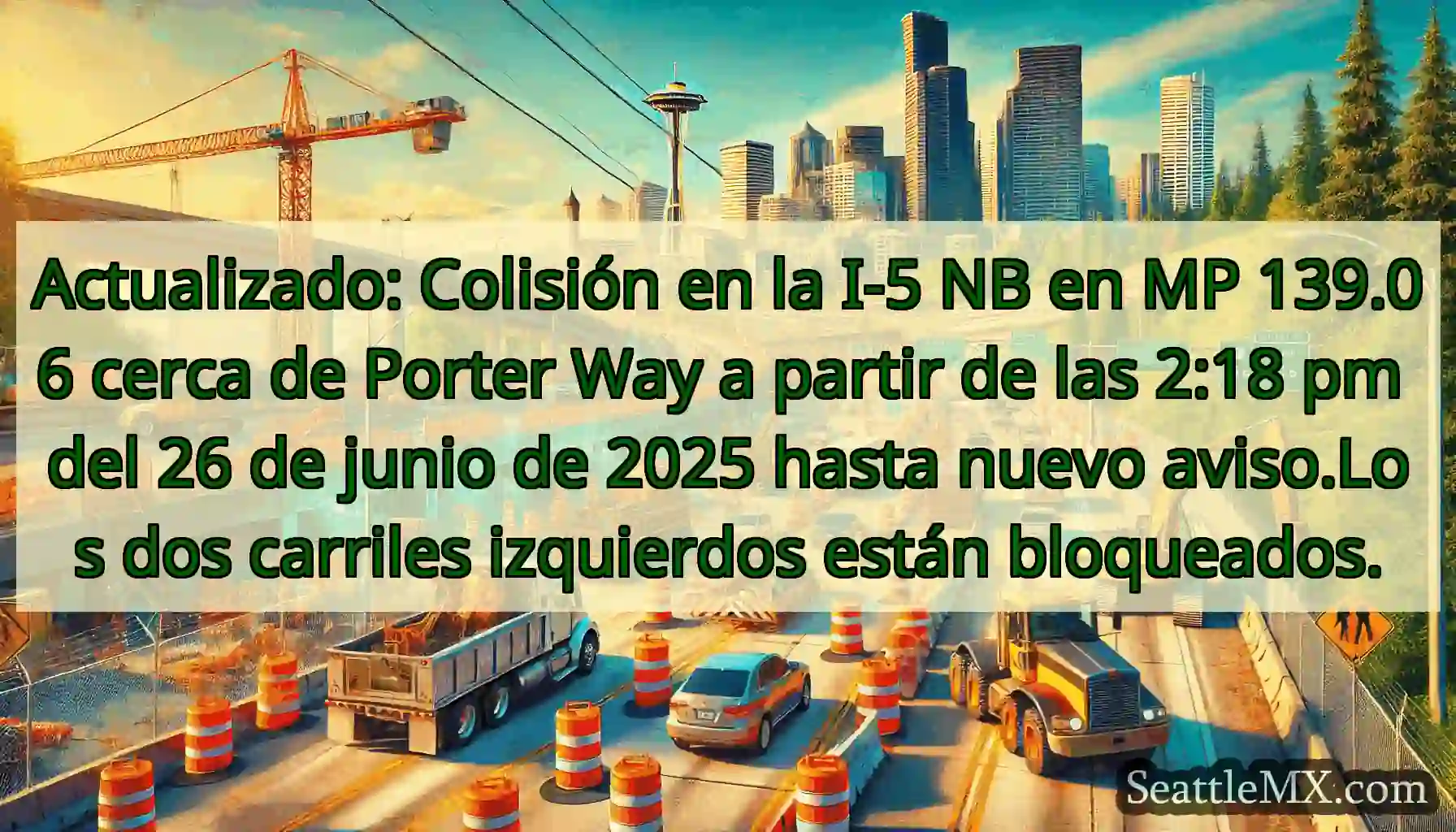 Actualizado: Colisión en la I-5 NB en MP 139.06