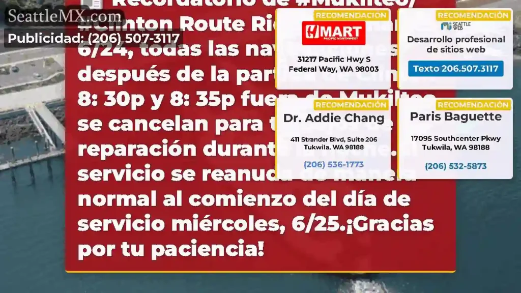 Recordatorio de #Mukilteo/ #Clinton Route Riders: