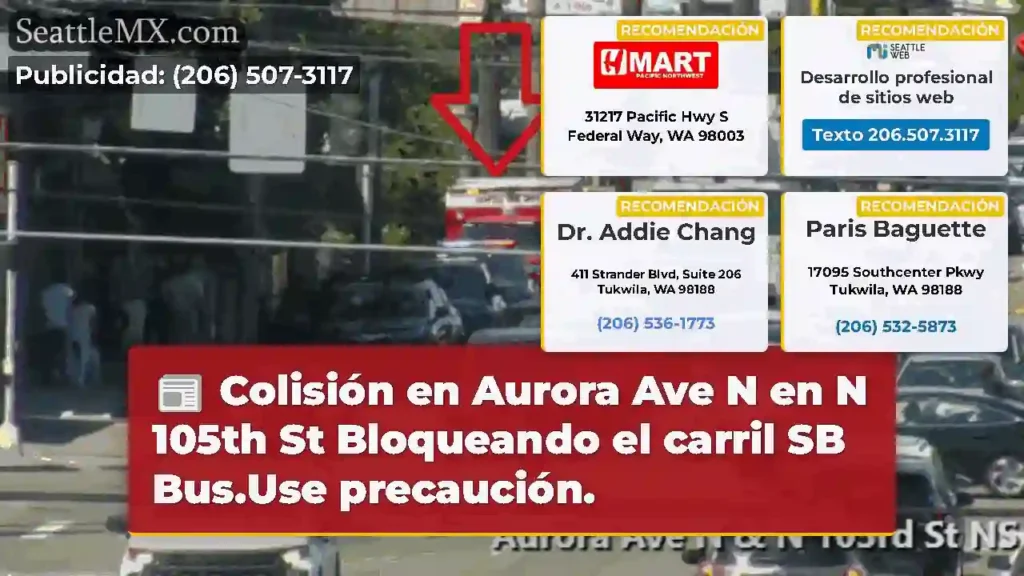Colisión en Aurora Ave N en N 105th St Bloqueando