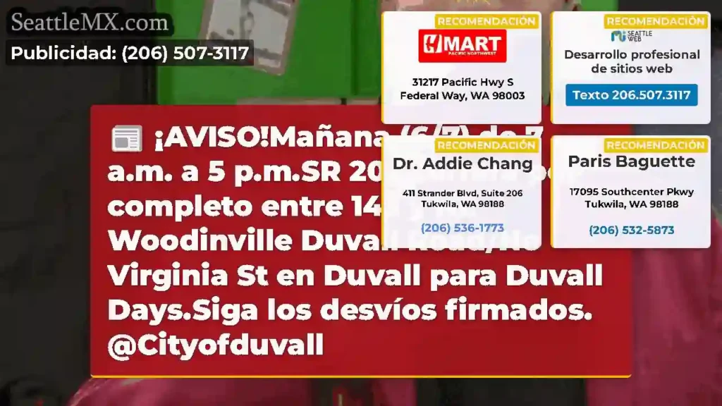 ¡AVISO!Mañana (6/7) de 7 a.m. a 5 p.m.SR 203